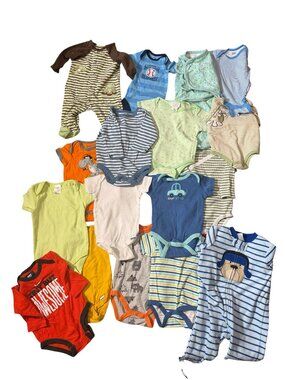 Baby Clothes Lot – 18 Pieces – 3M / 3–6M + Swaddle
